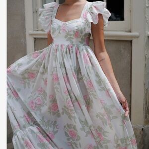 Monarch floral ruffle maxi dress